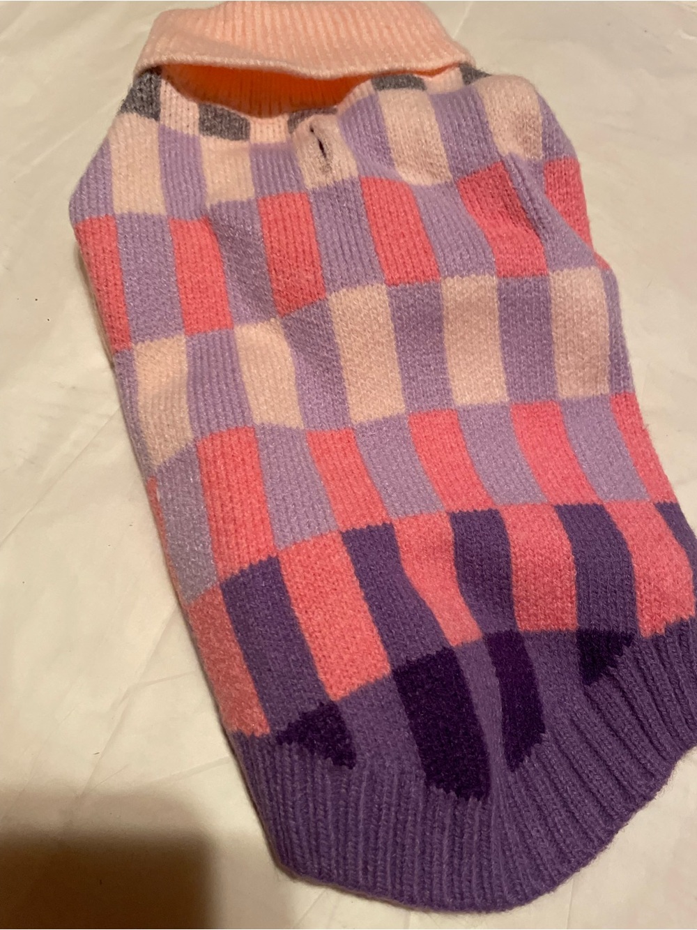 New, Checked Pink & Purple Dog Sweater - Cozy Knit Pet Pullover
